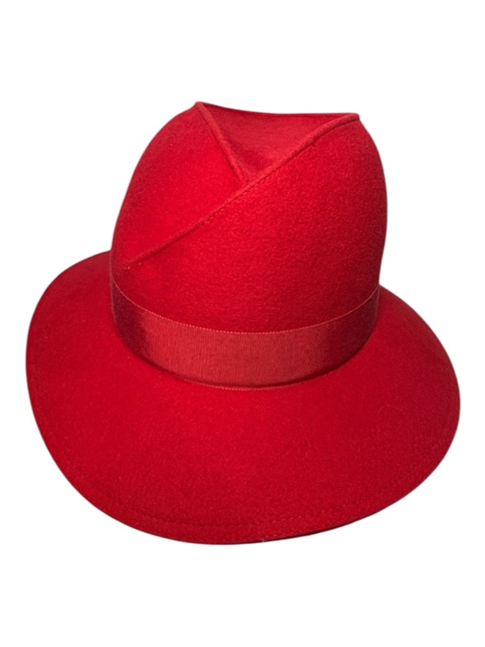 Vintage Bonwit Teller Red Wide-Brim Wool Fedora Hat